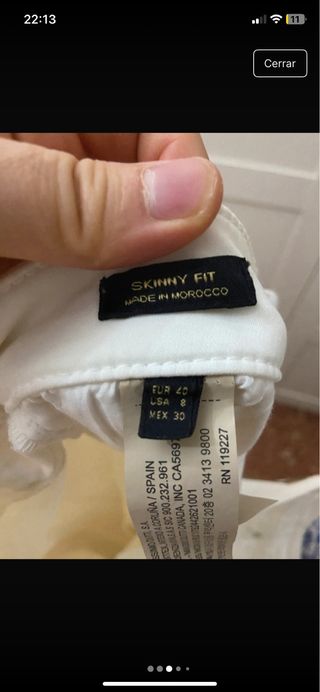 Pantalón Massimo Dutti Skinny Fit Blanco talla 40