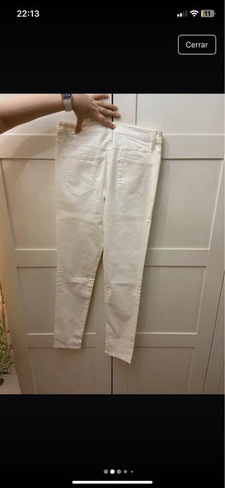 Pantalón Massimo Dutti Skinny Fit Blanco talla 40