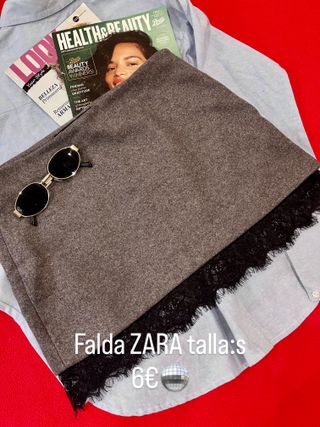 Falda ZARA gris talla S