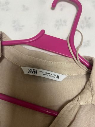 Camisa Zara Beige Manga Corta