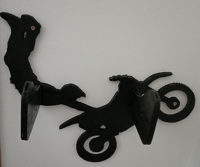 Perchero de pared moto cross madera