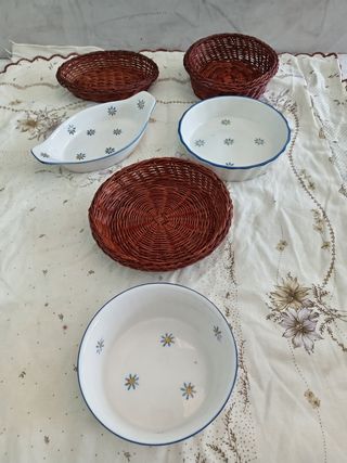 Set antipasto ceramica e rattan