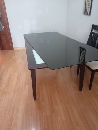 Mesa de salón cristal y madera