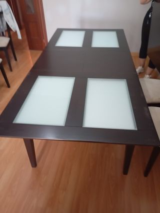 Mesa de salón cristal y madera