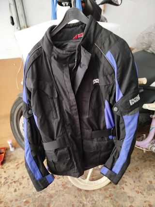 Chaqueta de moto Ixs negra y azul