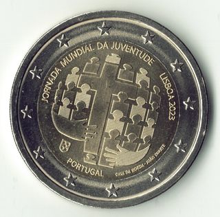 2 Euro Portogallo 2023 monete. UNC. JMJ Lisbona 2023