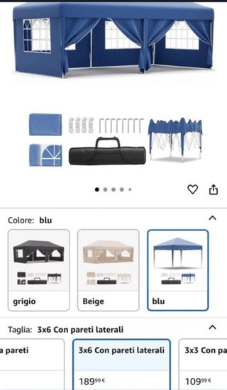 Gazebo Blu 4x6m