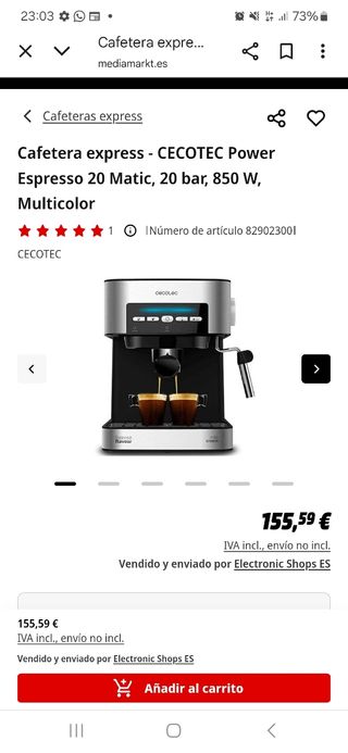 Cafetera Cecotec Power Espresso 20 Matic