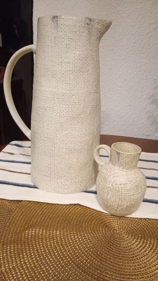 Jarra y Jarrón Zara Home Cerámica Beige/Gris