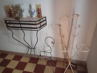 2 Porta Macetas Forja Beige y Negro
