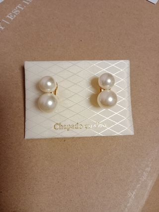Pendientes perlas chapadas dobles