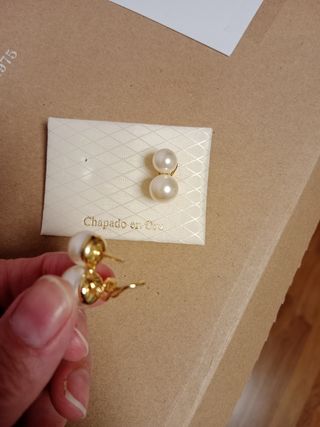 Pendientes perlas chapadas dobles