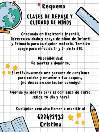 Cuidado de niños y clases de apoyo