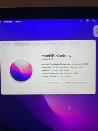Portátil MacBook Pro Apple Plata 13”