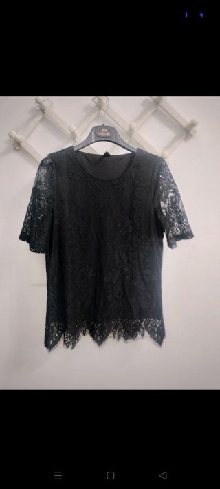 Blusa Vero Moda Nera Pizzo Taglia S