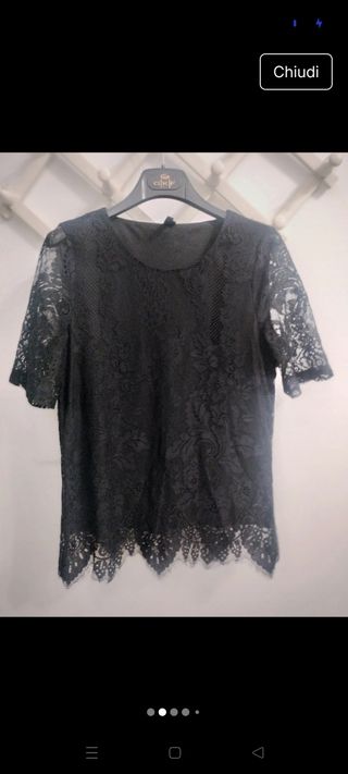 Blusa Vero Moda Nera Pizzo Taglia S