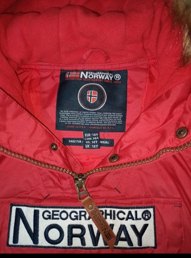 Abrigo Geographical Norway Rojo