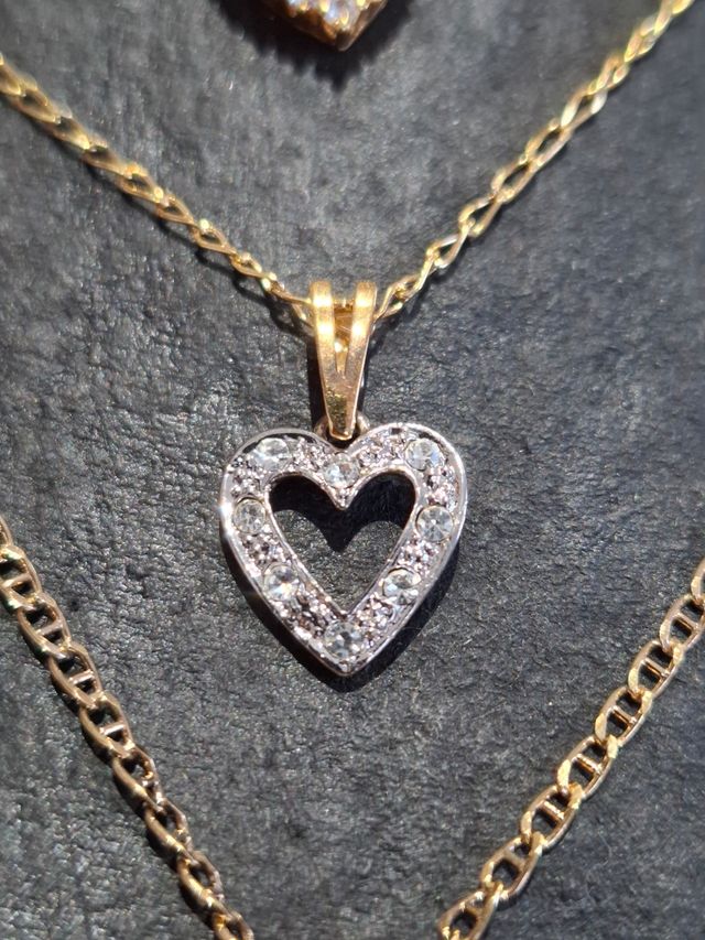 3Colgantes Corazón Plata Baño Oro 18kl 3 Tamaños