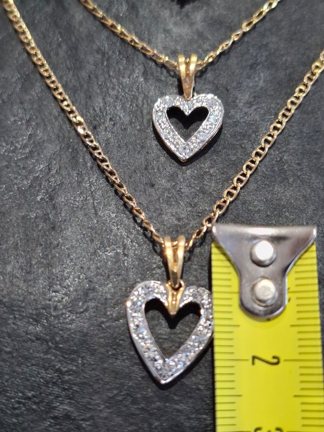 3Colgantes Corazón Plata Baño Oro 18kl 3 Tamaños