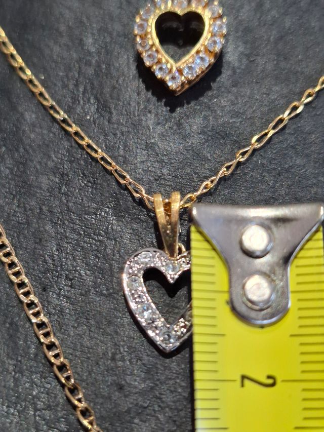 3Colgantes Corazón Plata Baño Oro 18kl 3 Tamaños