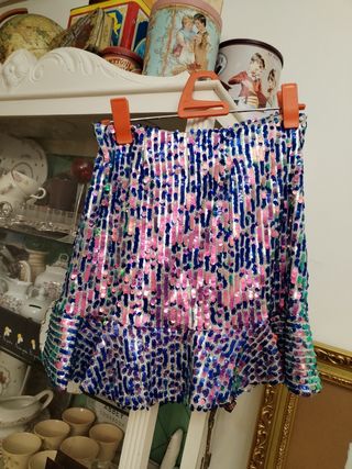 Falda mini lentejuelas multicolor