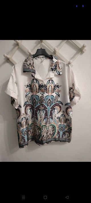 Camicia fantasia bianca e multicolor
