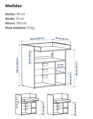 Mueble cambiador / escritorio blanco