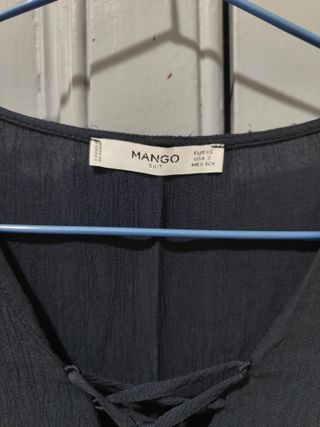 Camisa Mango azul marino oscuro Mujer