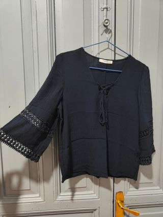 Camisa Mango azul marino oscuro Mujer