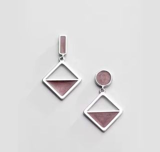 Pendientes Plata Ley Geométricos marrón rosado.