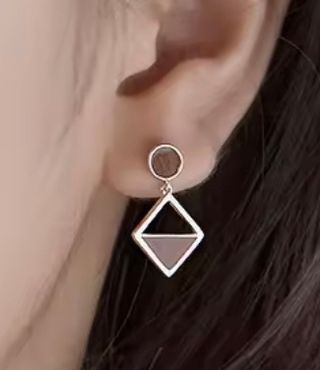 Pendientes Plata Ley Geométricos marrón rosado.