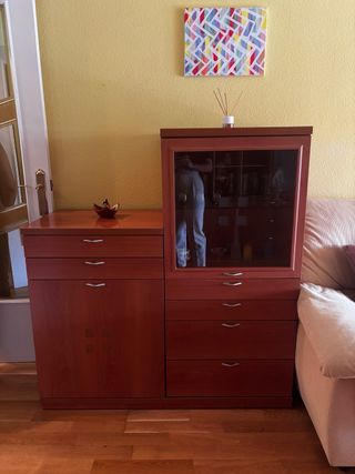 Consola de salón madera y cristal