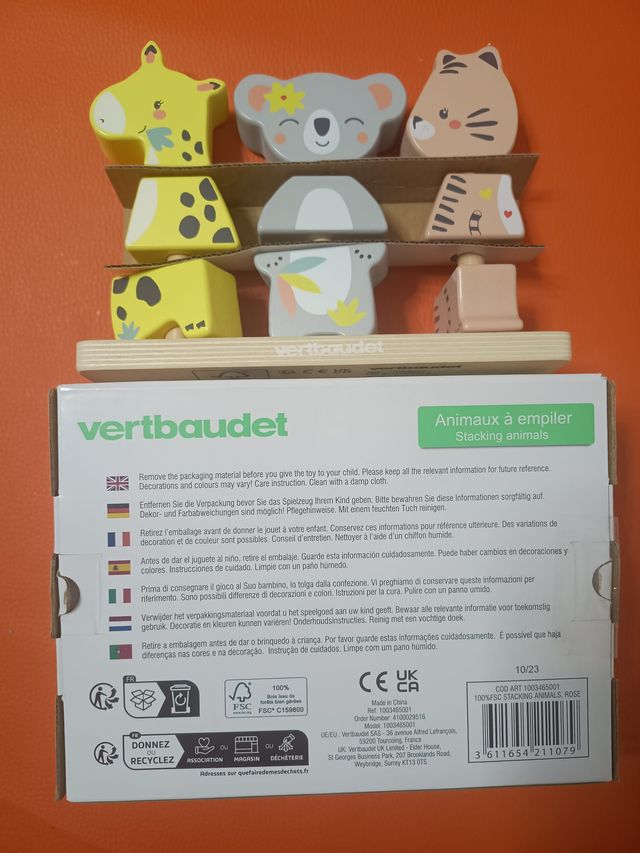 Juego de madera apilable animales