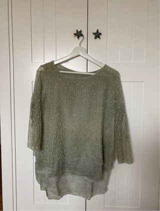 Jersey fino caqui con lentejuelas