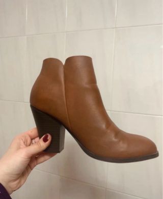Botines Botas Tacón Marrón Estilo Camperas
