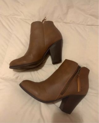 Botines Botas Tacón Marrón Estilo Camperas