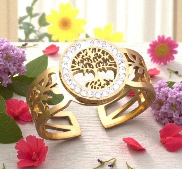 Anillo Árbol de la Vida Dorado más colgante