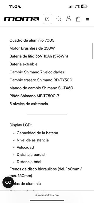 Bicicleta eléctrica moma
