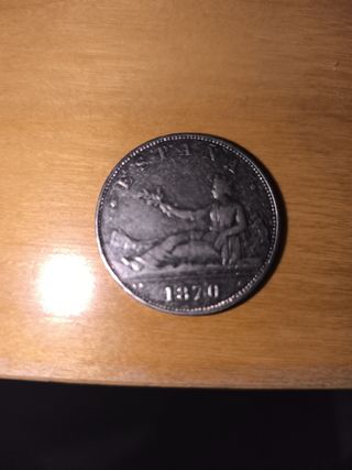 Moneda España 1870 5 Pesetas Antigua 