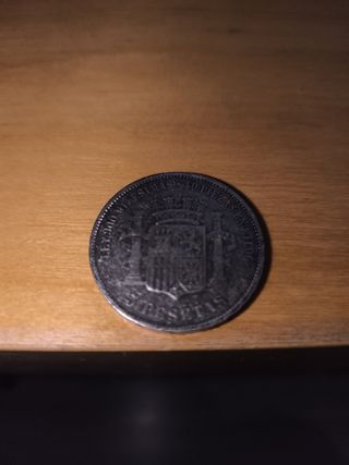 Moneda España 1870 5 Pesetas Antigua 