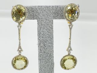 pendientes oro 18k con piedra con diamante,olivina