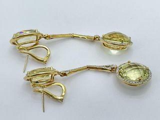 pendientes oro 18k con piedra con diamante,olivina