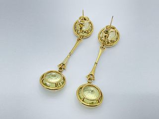 pendientes oro 18k con piedra con diamante,olivina