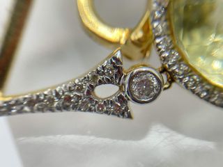 pendientes oro 18k con piedra con diamante,olivina