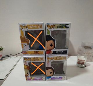 4 Cajas vacías Funko Pop Disney: Bellas y Gastón