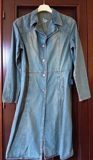 Giacca lunga in denim jeans con bottoni Kocca S
