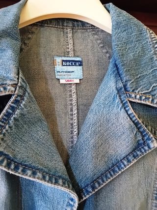 Giacca lunga in denim jeans con bottoni Kocca S