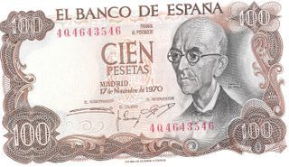 4 Billetes 100 Pesetas Manuel de Falla Sin Circula