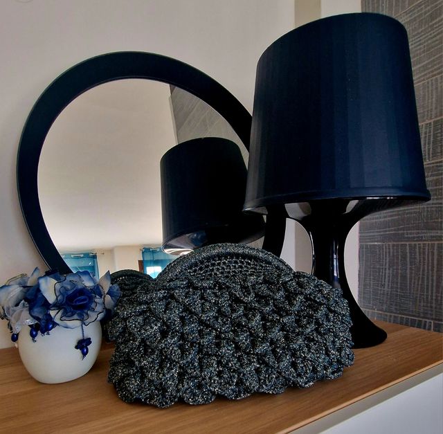 Borsetta uncinetto verde e lurex