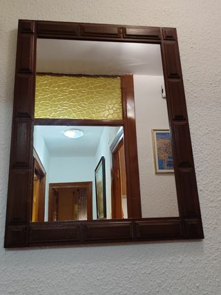 Mueble antiguo madera 115x75 cm y espejo compañero